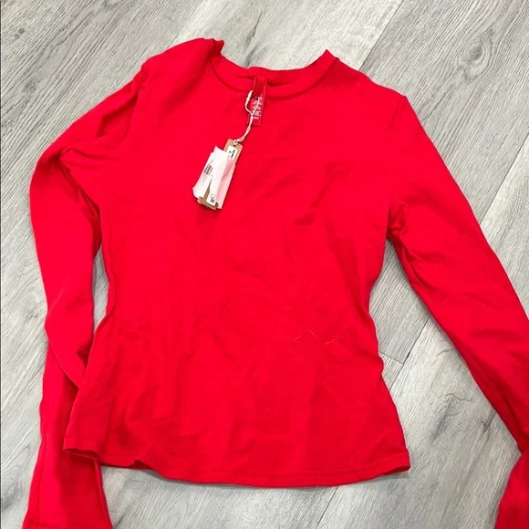 SKIMS COTTON JERSEY LONG SLEEVE T-SHIRT red - Picture 2 of 4